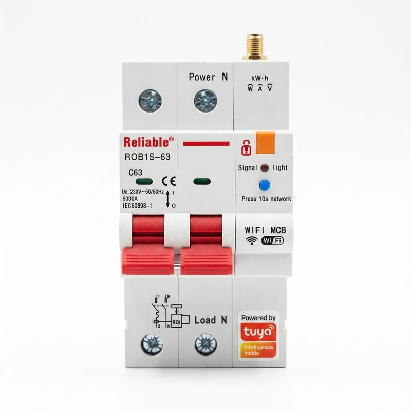 Reliable ROB1 S-63 2P WiFi MCB C63 – 63A Smart Circuit Breaker