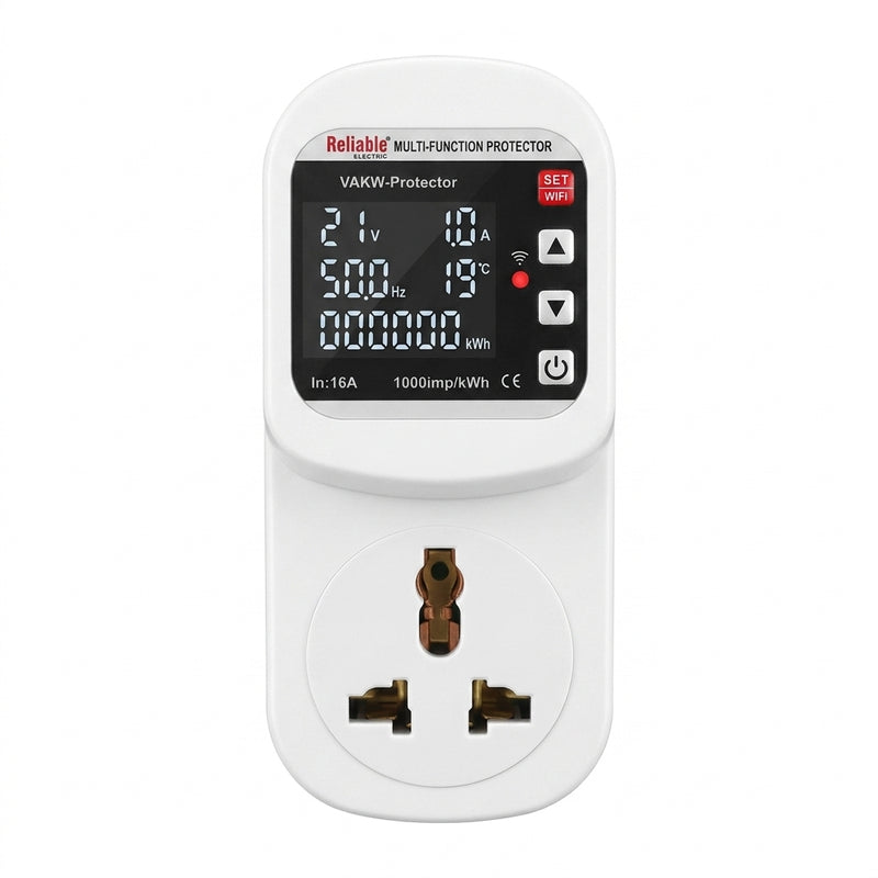 Reliable Electric 2P WiFi Protector Universal Plug Socket VA 16A | TUYU WiFi Voltage & Current Protector