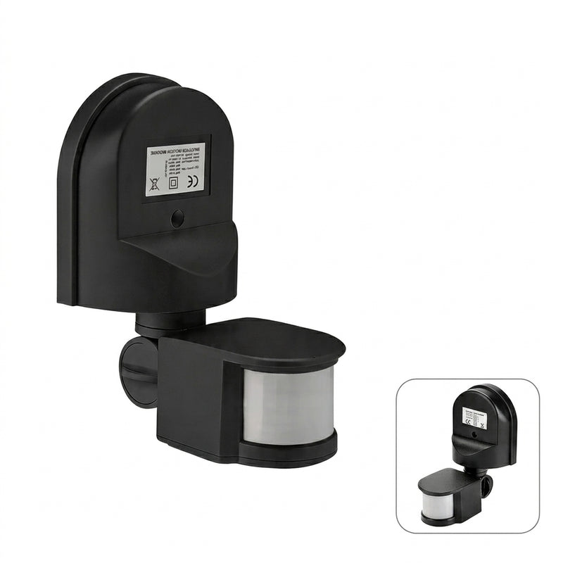 Motion Sensor 12V DC Black – Wired PIR Motion Detector for Automatic Lighting